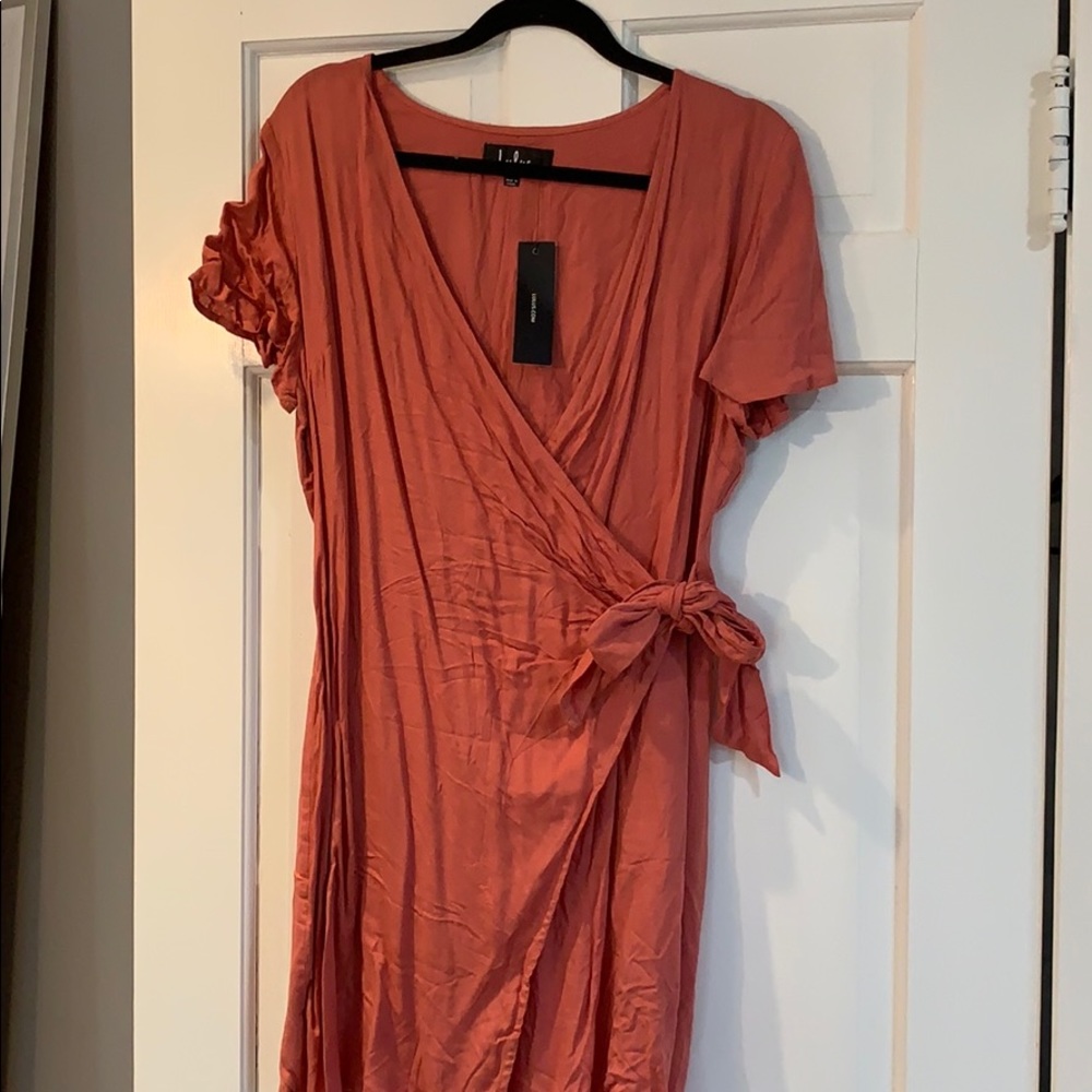 Dark Orange Wrap Dress